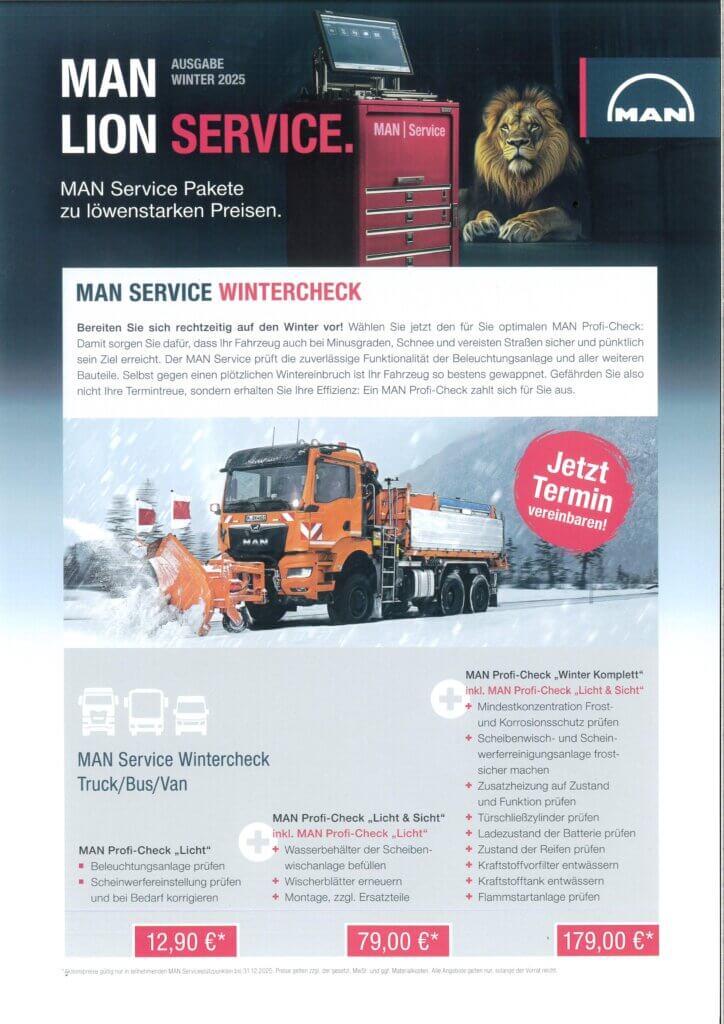 MAN Wintercheck-Service 2025: Effiziente Fahrzeugpflege für den Winter mit MAN Profi-Check bei Schnee und Eis. Jetzt Termin vereinbaren!
